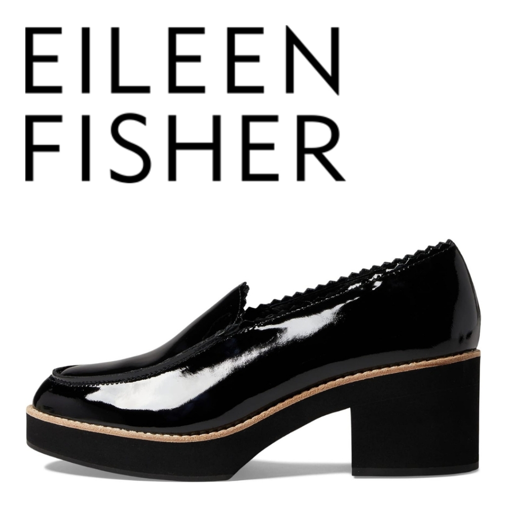 New!! 🖤 Eileen Fisher - Harria - Black Patent Leather - Size 5 - Picture 1 of 10